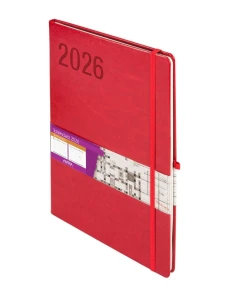 Kalendarz książkowy (terminarz) 2027 Formalizm tygodniowy, czerwony A4 295mm x 210mm Antra (Kal001534)