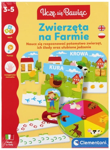 Gra edukacyjna UCZĘ SIĘ BAWIĄC ZWIERZĘTA NA FARMIE Clementoni (50433)