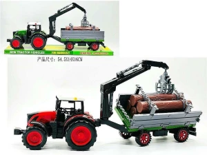 Traktor z przyczepą i drewnem; 54,5x16x14,5cm, PVC Adar (641068)