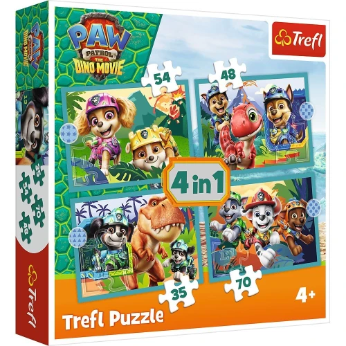 Puzzle Paw Patrol 4w1 Historie z wyspy dinozaurów 4w1 el. Trefl (34687)