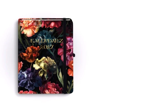 Kalendarz książkowy (terminarz) 2027 Botanical tygodniowy, Carmen A6 140mm x 90mm Antra (Kal001508)
