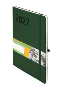 Kalendarz książkowy (terminarz) 2027 Impresja tygodniowy, zielony B5 247mm x 172mm Antra (Kal001549)