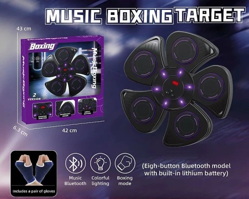 Gra zręcznościowa zestaw bokserski, tarcza na baterie, z muzyką i światłem, z Bluetooth, z kablem USB do ładowania Adar (642256)