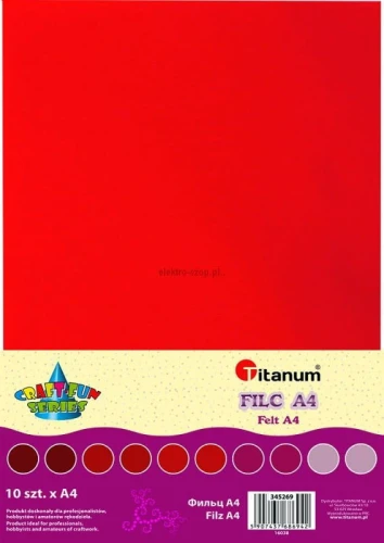Filc Titanum Craft-Fun Series tonacja czerwona 10 ark. (345269)