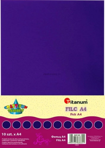 Filc Titanum Craft-Fun Series A4 kolor: fioletowy 10 ark. (058)