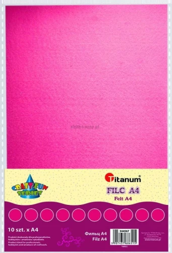 Filc Titanum Craft-Fun Series A4 kolor: różowy 10 ark. [mm:] 210x297 (010)