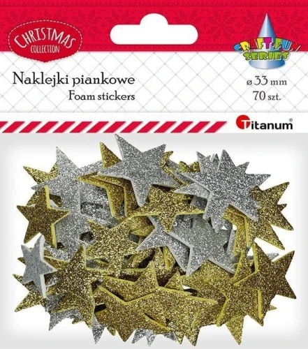 Naklejka (nalepka) Titanum Craft-Fun Series piankowe brokatowe gwiazdki (5696)