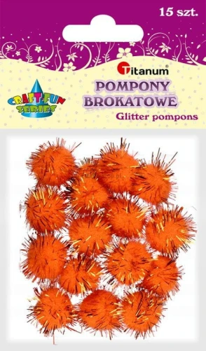 Pompony Titanum Craft-Fun Series brokatowe pomarańczowe 15 szt (338539)