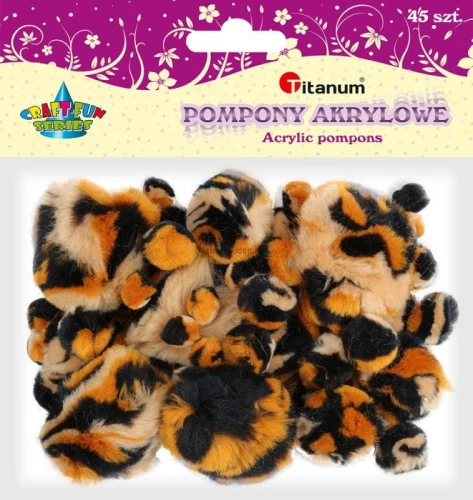 Pompony Titanum Craft-Fun Series cętki tygrysa brązowy 45 szt (16073E)