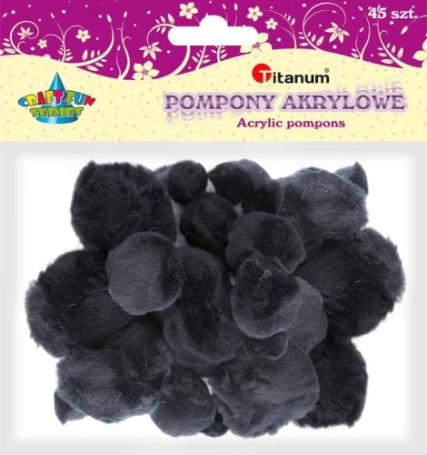 Pompony Titanum Craft-Fun Series czarne 45 szt (16073B)