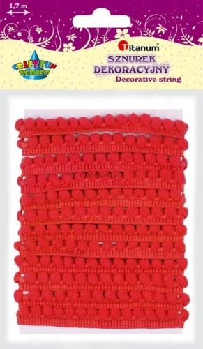 Sznurek Titanum Craft-Fun Series z pomponikami 1,7m (PJ467)
