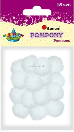 Pompony Titanum Craft-Fun Series białe 15 szt