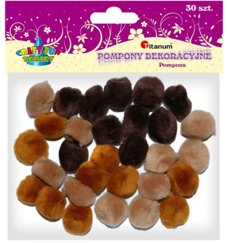 Pompony Titanum Craft-Fun Series akrylowe brązowy 30 szt (115 20 018)