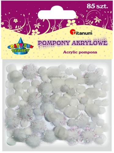 Pompony Titanum Craft-Fun Series biały 85 szt (282994)