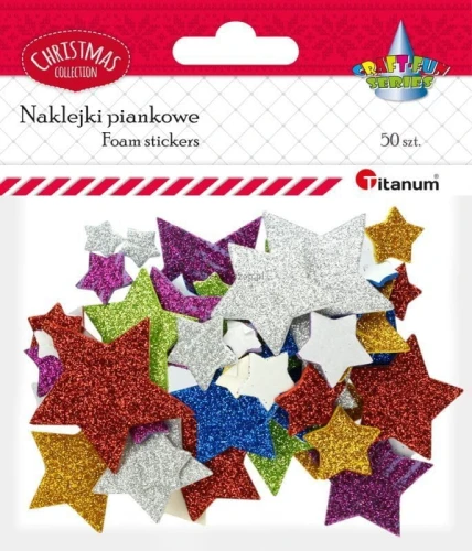 Ozdoba piankowa Titanum Craft-Fun Series gwiazdki brokat 50 szt (BR110)