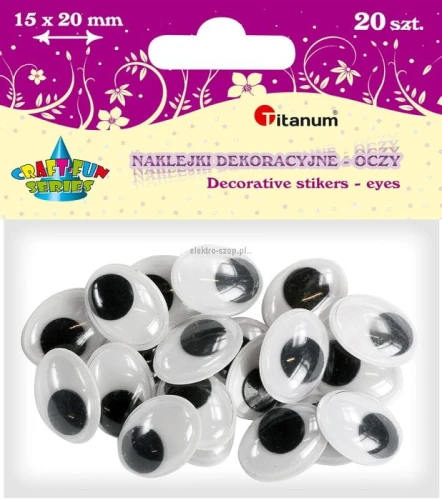 Oczy samoprzylepne Titanum Craft-Fun Series owalne ruchome 15x20mm