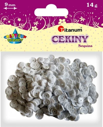 Cekiny Titanum Craft-Fun Series okrągłe 9mm białe 14g (360413)
