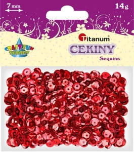 Cekiny Titanum Craft-fun Series okrągłe 7mm czerwone 14g (CM6R)
