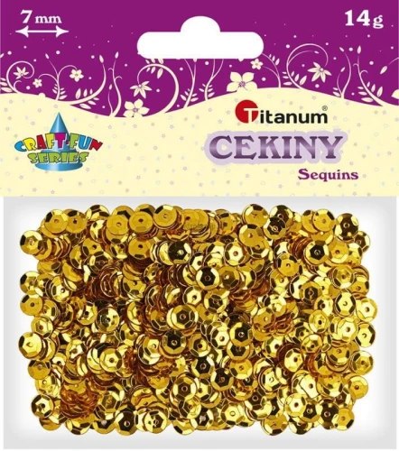Cekiny Titanum Craft-Fun Series okrągłe 7mm złote 14g (CM6G)