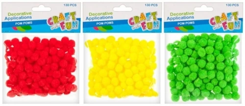 Pompony Craft with Fun kolorowe 130 szt (402517)