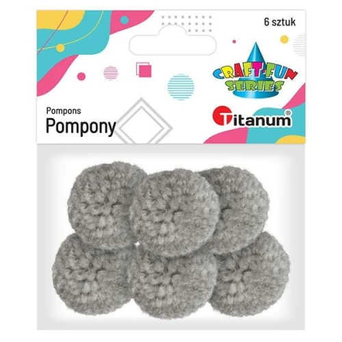 Pompony Titanum Craft-Fun Series pastelowe szary jasny 6 szt (DIY19308)