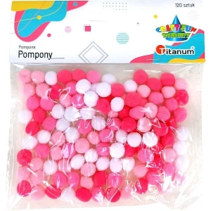 Pompony Titanum Craft-Fun Series tonacja różowa poliestrowe 120 szt (21TH0514-1)