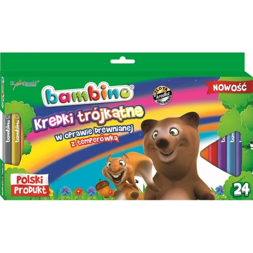 Kredki glinkowe St.Majewski BAMBINO trójkątne 24 kol. (5903235003240)