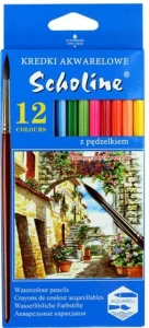 Kredki akwarelowe Scholine 12 kolorów z pędzelkiem