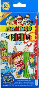 Kredki ołówkowe Junior Flamingo 12 kolorów trójkątne