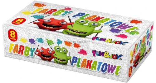 Farby plakatowe Fun&amp;Joy kolor: mix 20ml 8 kolor. (FJ-008)