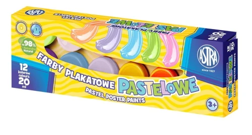 Farby plakatowe Astra pastelowe kolor: mix 20ml 12 kolor. (30118001)