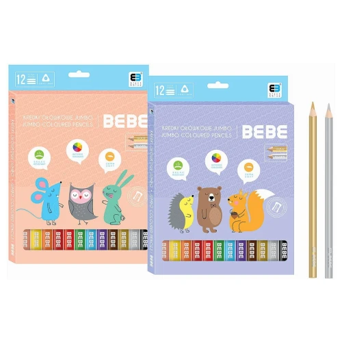 Kredki ołówkowe Noster BB KIDS PASTEL 12 kol. (kredki jumbo)