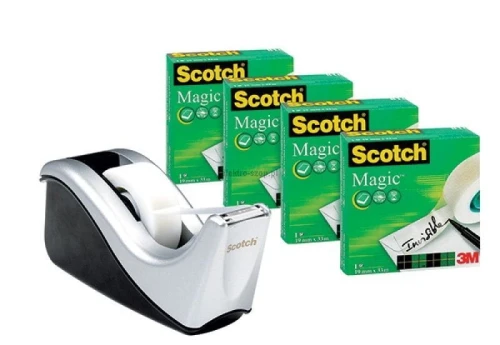 Taśma biurowa Scotch Magic komplet rolek + podajnik 19mm 33m (3M-70005258358)