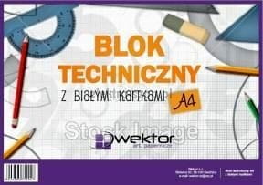 Blok techniczny Wektor A4 biały 160g 10k [mm:] 210x297