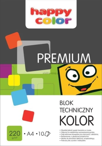 Blok techniczny Happy Color Premium kolorowy A3 mix 220g 10k [mm:] 297x420 (HA 3722 3040-09)