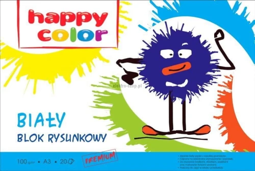 Blok rysunkowy Happy Color A3 biały 100g 20k [mm:] 297x420 (3710 3040-0)