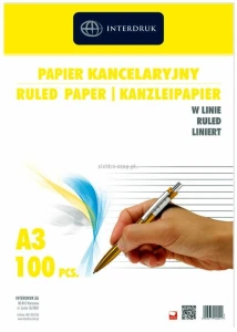 Papier kancelaryjny Interdruk A3 linia [mm:] 297x420 (PAKA100L)