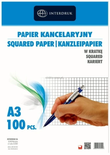 Papier kancelaryjny Interdruk A3 krata [mm:] 297x420 (PAKA100)