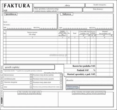 Druk samokopiujący Stolgraf Faktura VAT 2/3 A4 netto 2/3 A4 100k. (F10)