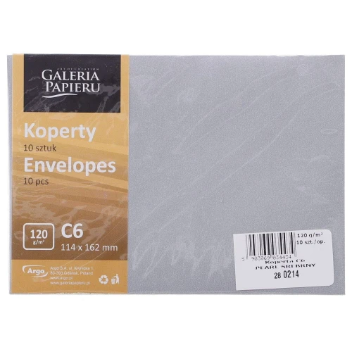 Koperta Galeria Papieru Millenium C6 - srebrna (280266) 10 sztuk