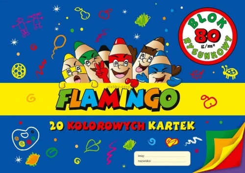 Blok rysunkowy Flamingo kolorowy A4 20 kartek 80g/m?