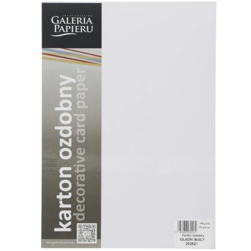 Papier ozdobny (wizytówkowy) Galeria Papieru gładki biały A4 - biały 160g (202821)