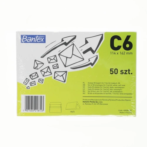 Koperta Bantex SK C6 - biały (400089387) 50 sztuk