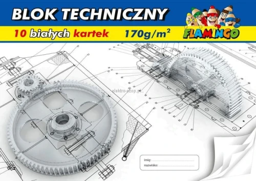 Blok techniczny Flamingo A4 biały 170g 10k [mm:] 210x297