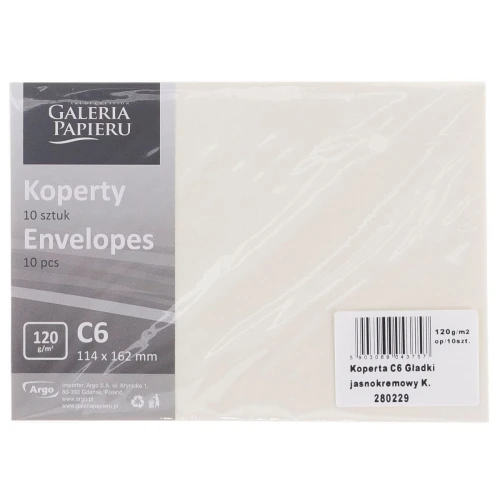 Koperta Galeria Papieru gładki C6 - kremowy [mm:] 114x162 (280229) 10 sztuk