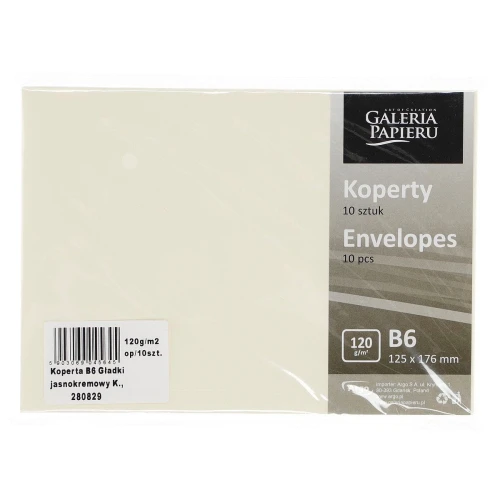 Koperta gładki jasnokremowy k 120g B6 - kremowy [mm:] 125x176 (280829) 10 sztuk