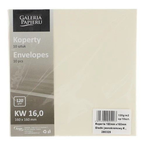 Koperta Galeria Papieru gładki - kremowy [mm:] 160x160 (280329) 10 sztuk