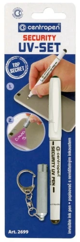 Marker specjalistyczny Centropen UV-pen + lampka, biały 0,6-1,0mm okrągła końcówka (2699)