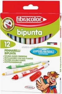 Flamaster Fibracolor dwustronne 12 kol.
