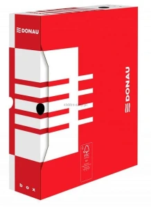 Pudło archiwizacyjne Donau A4 - czerwony [mm:] 80x340x 297 (7660301FSC-04)